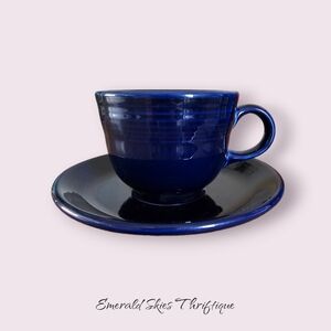 Cobalt blue‎ fiesta cup and saucer